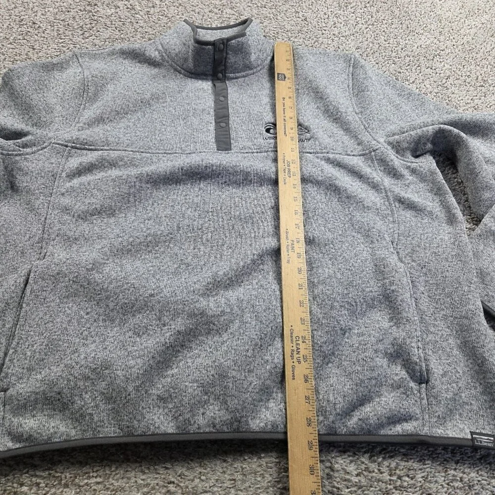 LL Bean Sweater Men’s 3XL Gray Pullover Snap T Fleece Slightly Fitted LOGO TAGS